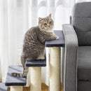 Scaletta per Cani e Gatti a 4 Gradini 60x40,5x59 cm con Rivestimento in Peluche e Pali Graffiatoio in Sisal Grigio      
