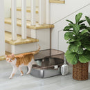 Lettiera per Gatti Extra Large 53x42x27 cm con Vassoio Paletta Bordi Alti Fino a 15 kg in Acciaio Inox Grigio Carbone      