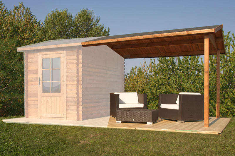 Porticato Laterale per Casette da Giardino 297x276x254 cm in Legno