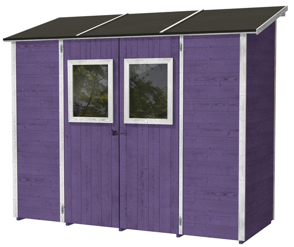 Gartenbox aus Holz für Werkzeuge 245 x 102 x 224 cm mit 2 Türen und Fenstern Ecla Lilla online