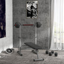 Panca Pesi Pieghevole con 8 Altezze Regolabili e Supporto Bilanciere in Acciaio e PU Grigio   