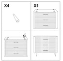 Comò Matera 78x80x37 cm in Legno MDF e Ferro Bianco/Marrone