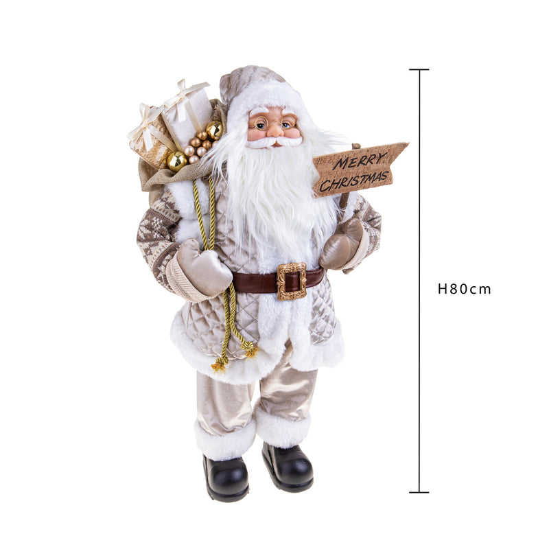 Babbo Natale con Sacco Doni H80 cm Champagne