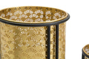 Set 2 Portavasi Ø21x40-19x22 cm in Metallo Nero e Oro
