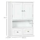 Pensile da Bagno con Armadietto e Cassetti 50,8x17,8x66 cm in Legno Bianco  