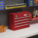 Cassetta Porta Attrezzi 51x22x39,5 cm con 4 Cassetti Vassoio Superiore a Doppia Serratura in Acciaio Rosso      