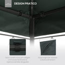 Copertura per Gazebo  a 2 Livelli  con Cinghie e 10 Fori di Drenaggio 4x3m in Poliestere Grigio Antracite