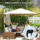 Ombrellone a Braccio Inclinabile 295x295x260 cm con Base a Croce Cachi   