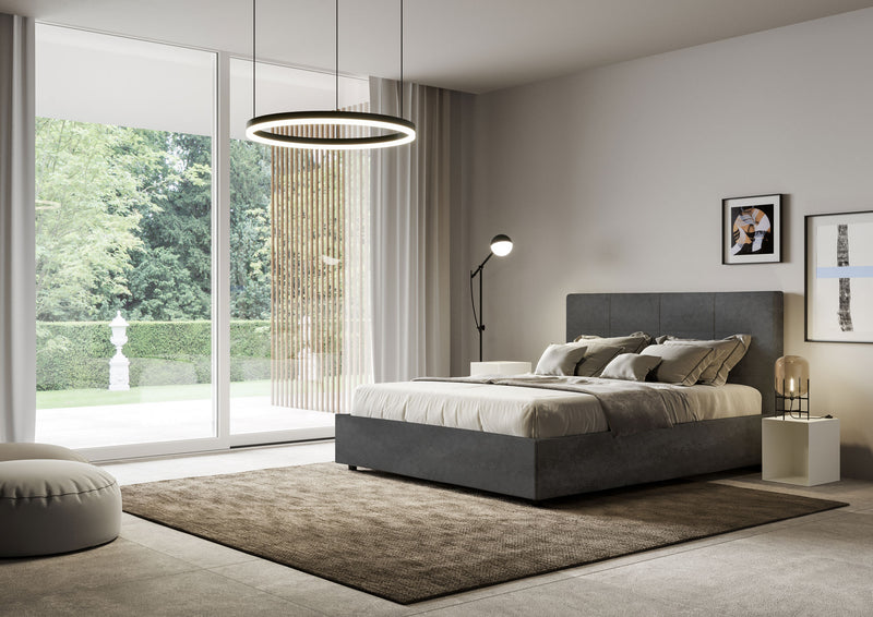Letto 1 Piazza E Mezzo Imbottito in Microfibra Mika Grigio Varie Misure