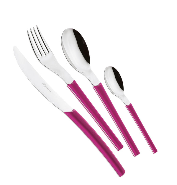 acquista Servizio Set di Posate 24 pezzi in Acciaio Inox Eme Loto Fuxia 239