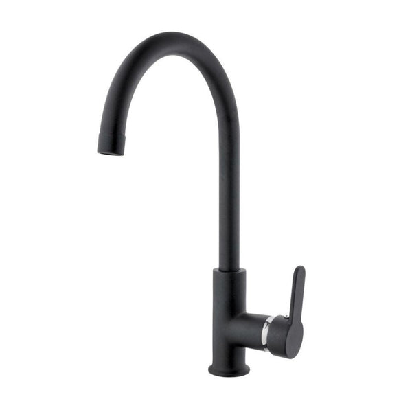 online Rubinetto Cucina Miscelatore Monocomando Lavello Canna Tonda in Ottone Granito Plus Nero
