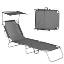 Lettino in Textilene Schienale Regolabile e Tettuccio Parasole Grigio