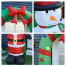 Arco Natalizio Gonfiabile H244 cm con Luci LED Babbo Natale e Pupazzo di Neve per Esterno 