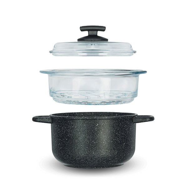 Set Vaporiera 3 Pezzi Antiaderente 2 Manici Ø20 cm Olympia Hard Cook acquista