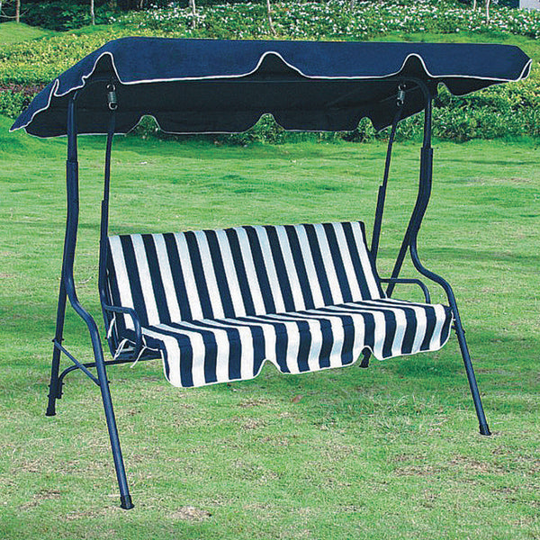 acquista Schaukelsofa 3 Sitze aus lackiertem Stahl in weiß/blauem Stoff