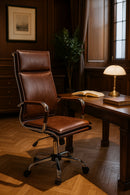 Poltrona da Ufficio Presidenziale Dallas con Braccioli 54x63x106-116 cm in Pelle Sintetica Cuoio      