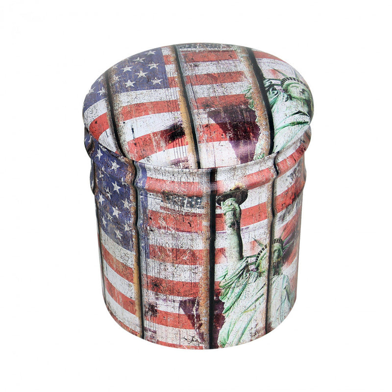 Set 2 Pouf Contenitore Tondo in MDF Usa