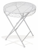 Set Tavolino e 2 Sedie Pieghevoli da Giardino in Ferro Battuto Soriani New Loire Breafast Bianco