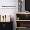 Mobile TV max 60" con 4 Ripiani e Armadietto a 2 Livelli 140x40x55,3 cm in MDF e  Acciaio