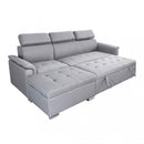 Divano Letto Derrick 234x148x84 cm in Tessuto Grigio chiaro