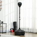Punching Ball da Terra 145-180 cm con Base Riempibile e Ventose in Acciaio e PU Nero      
