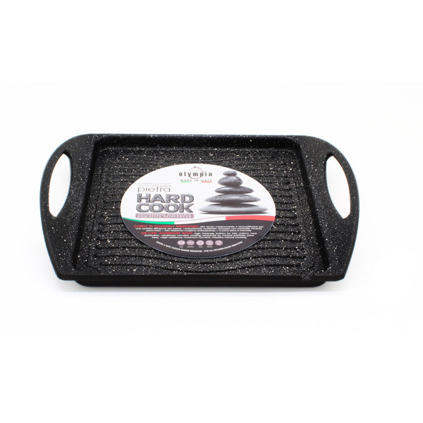 acquista Vassoio Grill Quadrato Antiaderente 2 Maniglie Olympia Hard Cook Varie Misure
