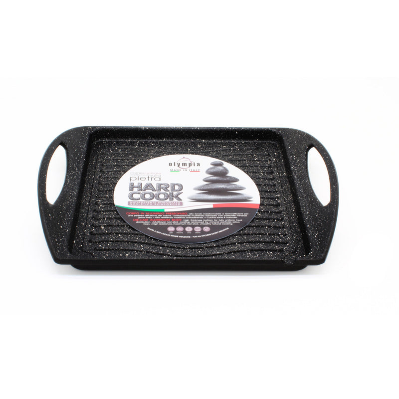 Vassoio Grill Quadrato Antiaderente 2 Maniglie Olympia Hard Cook Varie Misure