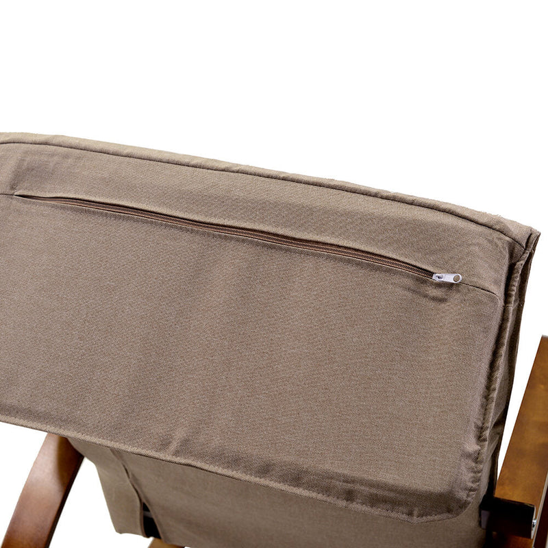 Poltrona  in Tessuto e Legno con Cuscino 67x82xH94cm Crema