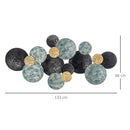 Decorazione Murale 3D in Metallo 133x66 cm Wall Art a Cerchi  Blu Nero e Oro