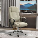 Sedia da Ufficio Ergonomica 62x76x110-119A cm Inclinabile Girevole con Poggiatesta in Tessuto Effetto Lino Beige      