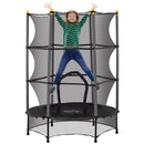 Tappeto Elastico per Bambini Ø140 x 190 cm con Rete di Sicurezza e Pali Imbottiti Età 3-10 Anni Nero   