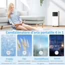 Condizionatore Portatile 7000 BTU Unità 4-in-1 con Raffreddamento Deumidificatore Ventilatore Modalità Notte Bianco      