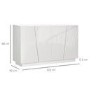 Mobile Multiuso 4 Ante 150x40x88 cm in Truciolato Bianco