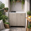 Mobile Cucina con Piano Cottura 2 Fuochi 80x60x85 cm con Piastre in Ghisa Olmo      