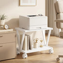 Supporto Stampante 44x28x32 cm con 2 Ripiani e Ruote in Truciolato Bianco      