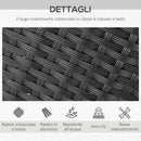 Set Tavolo e 6 Sedie Pieghevoli da Giardino con Cuscini Morbidi in PE Rattan e Legno Nero
