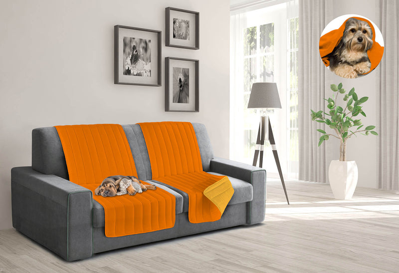 Copridivano a Fascia Doubleface Trapuntato 60x190cm Arancione/Giallo