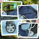 Passeggino per Cani Pieghevole 75x45x97 cm Peso Max 10 kg con Cestino e Portabicchiere Blu Scuro 