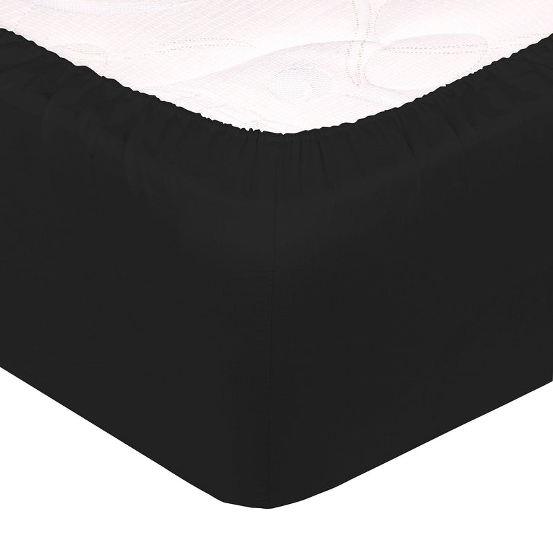 Lenzuolo Sotto con Angoli ed Elastico Tinta Unita Nero Varie Misure