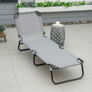 Sdraio da Giardino Pieghevole 188x56x28 cm con Schienale Regolabile Acciaio e Tessuto Oxford Grigio      