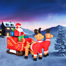 Gonfiabile Natalizio XXL Babbo Natale con Slitta e Renne 155x235 cm da Esterno Rosso e Bianco      