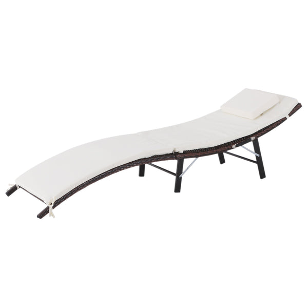 sconto Ergonomische Sonnenliege aus Stahl mit braunem und weißem Kissen