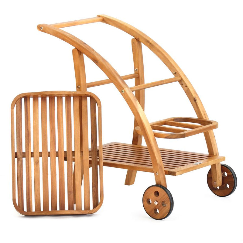 Carrello da cucina portavivande con vassoio 47,5x72xH79 cm in legno Tristan