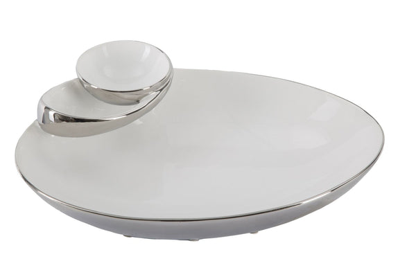 Leere Seifentaschen 37x26x11,5 cm aus weißer und silberner Keramik acquista