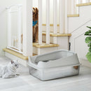 Lettiera per Gatti XXL 69,8x50,3x29,8 cm con Paletta Lati Alti Antiperdita Antiodore Fino a 12 kg in Acciaio Inox Grigio      