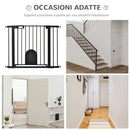 Cancelletto di Sicurezza per Cani con Porta Piccola Regolabile e Chiusura Automatica 75-103x76 cm Nero
