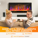 Camino Elettrico da Incasso 106.7x9.4x47 cm con Fiamma Indipendente 3 Modalità di Riscaldamento e Telecomando Nero      