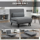 Poltrona Letto Reclinabile in 5 Posizioni 75x70x75 cm in Tessuto Effetto Lino e Acciaio Grigio      