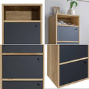 Scarpiera Salvaspazio 4 Ante 42x33x118h cm in Melaminico Venato a Rilievo Rovere e Nero