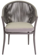 Set da Giardino Tavolo e 6 Sedie in Alluminio e Corda Renton Grigio